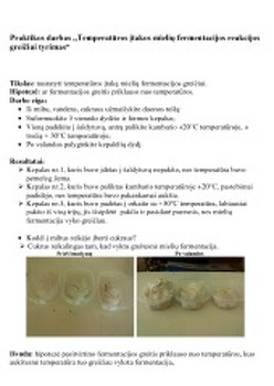 Temperaturos įtakos Mielių Fermentacijos Reakcijos Greiciui Tyrimas Laboratorinis Darbas Mokslobaze Lt