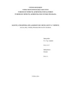 Socialinių Tyrimų Projektinis Darbas Klientų Atsiliepimai Apie Radisson Blu Hotel Lietuva Mokslobaze Lt